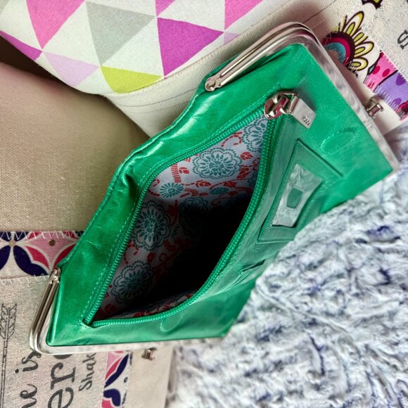 HOBO Original Leather Embossed Leather Clutch / Wallet - Green - Picture 3 of 5